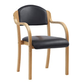 Nautilus Designs Tahara Stackable Conference/Visitor Chair With Arms Black Vinyl Padded Seat & Backrest and Beech Frame - DPA2050/A/BEBKV DD